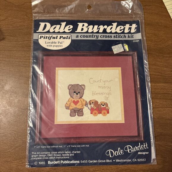 Vtg Dale Burdett Cross Stitch Kit Pitiful Pals Count Your Many Blessings 1985 - Picture 1 of 5